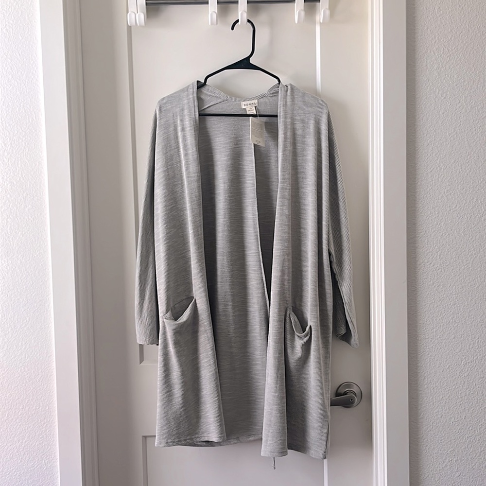Vertical Strip Cardigan - Gray
